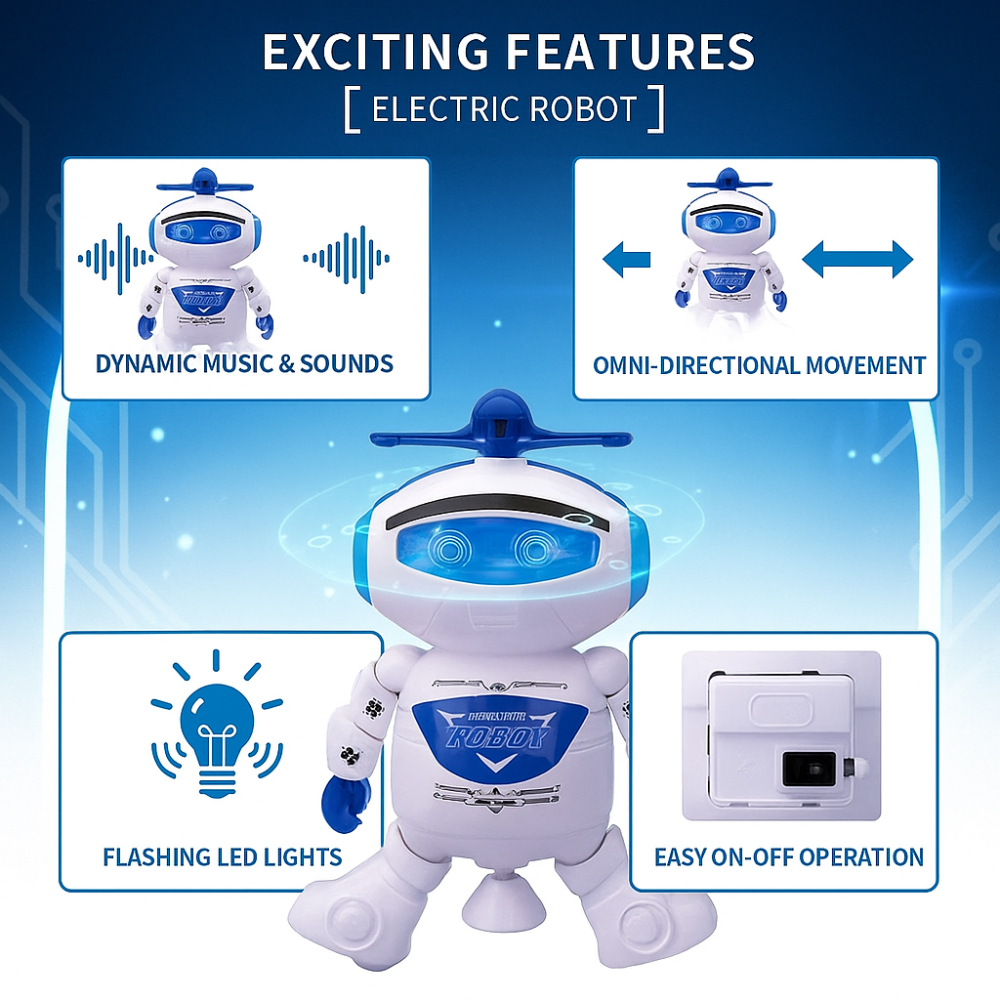 Misfit SpinnyBot™ Dancing Toy with Vibrant Light Effect & Musical Sound