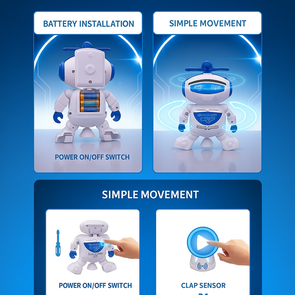 Misfit SpinnyBot™ Dancing Toy with Vibrant Light Effect & Musical Sound