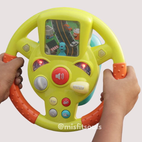 Misfit Toy Steering Wheel with Automatic Gears Lights and Music for Kids
