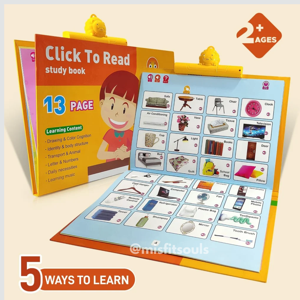 Children's educational book with interactive elements on a beige background