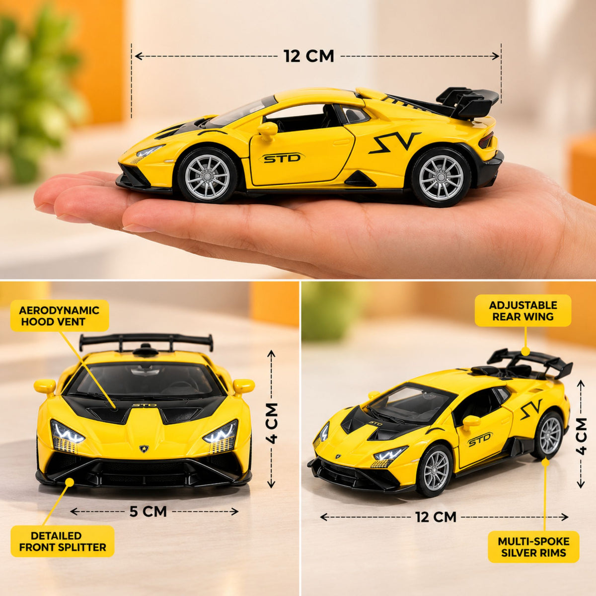 Misfit Die-Cast Lamborghini Huracán STO-Style Sports Car | Pull Back Action