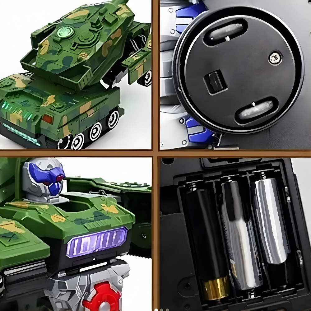 Misfit 2-in-1 Transforming Army Tank Robot with Lights, Music & Bump Function