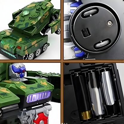 Misfit 2-in-1 Transforming Army Tank Robot with Lights, Music & Bump Function