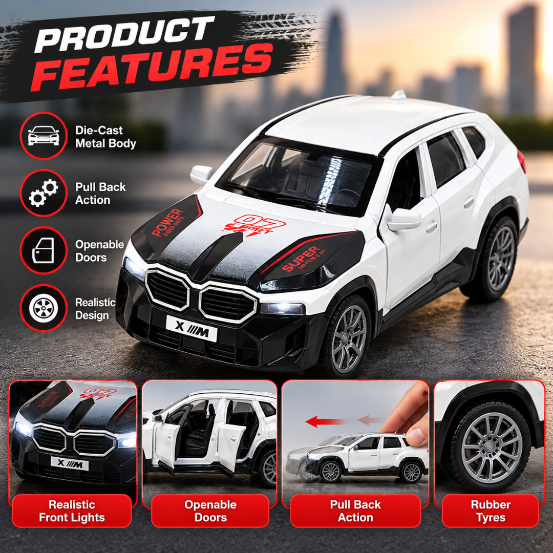 Misfit Die-Cast X///M Sports SUV Toy Car | Pull Back Action