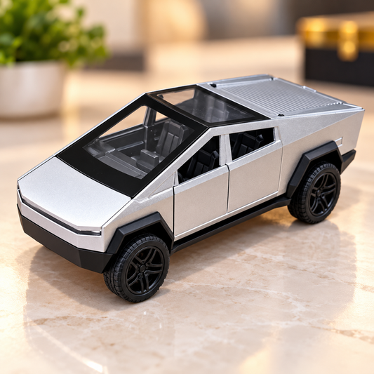 Misfit Die-Cast Tesla Cybertruck-Style Electric Pickup Truck | Openable Doors | Pull Back Action