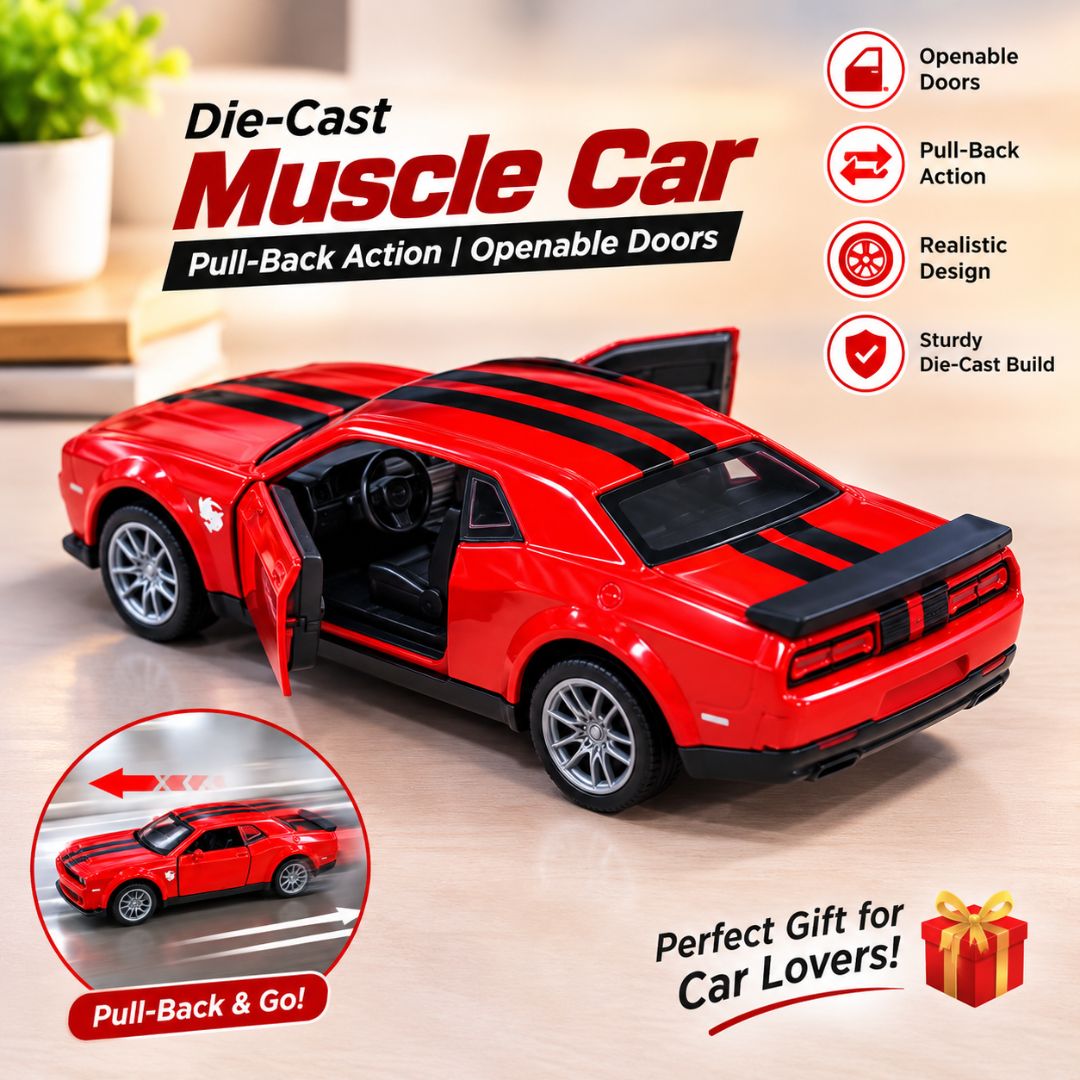 Misfit Die-Cast Dodge Challenger SRT Hellcat Car Toy | Pull-Back Action