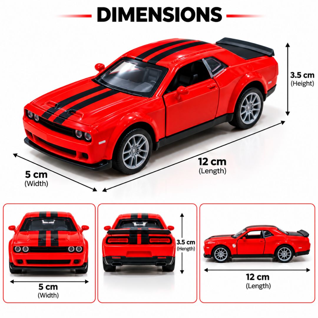 Misfit Die-Cast Dodge Challenger SRT Hellcat Car Toy | Pull-Back Action