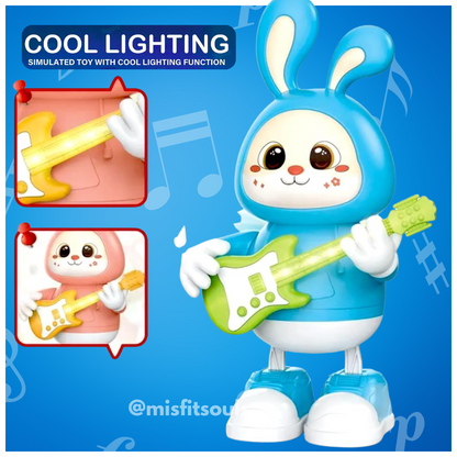 Light-up bunny toy with guitar – LED musical toy in blue and pink for kids | interactive rabbit toy with glowing guitar and sound effects | perfect gift for toddlers | @misfitsouls