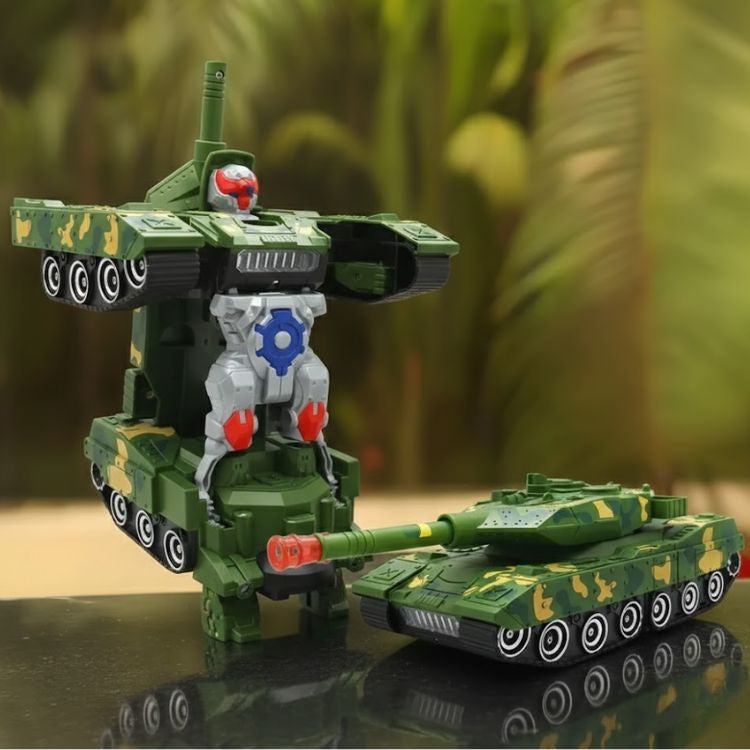 Misfit 2-in-1 Transforming Army Tank Robot with Lights, Music & Bump Function