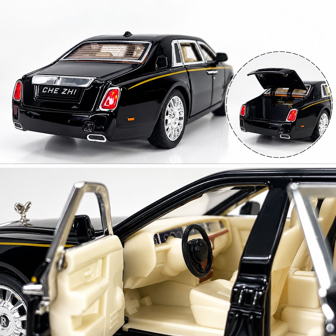 Misfit Die-Cast Black Rolls Royce Phantom Metal Car Toy for Kids | Pull Back Action