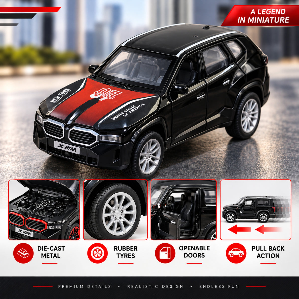 Misfit Die-Cast SUV-style Metal Car Toy for Kids | Pull Back Action