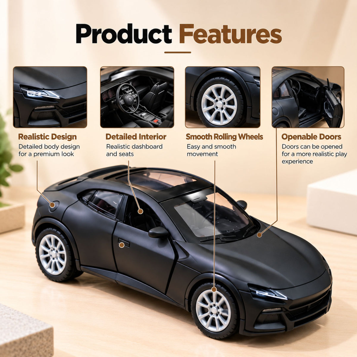 Misfit Die-Cast Sports Car Toy | Pull Back Action