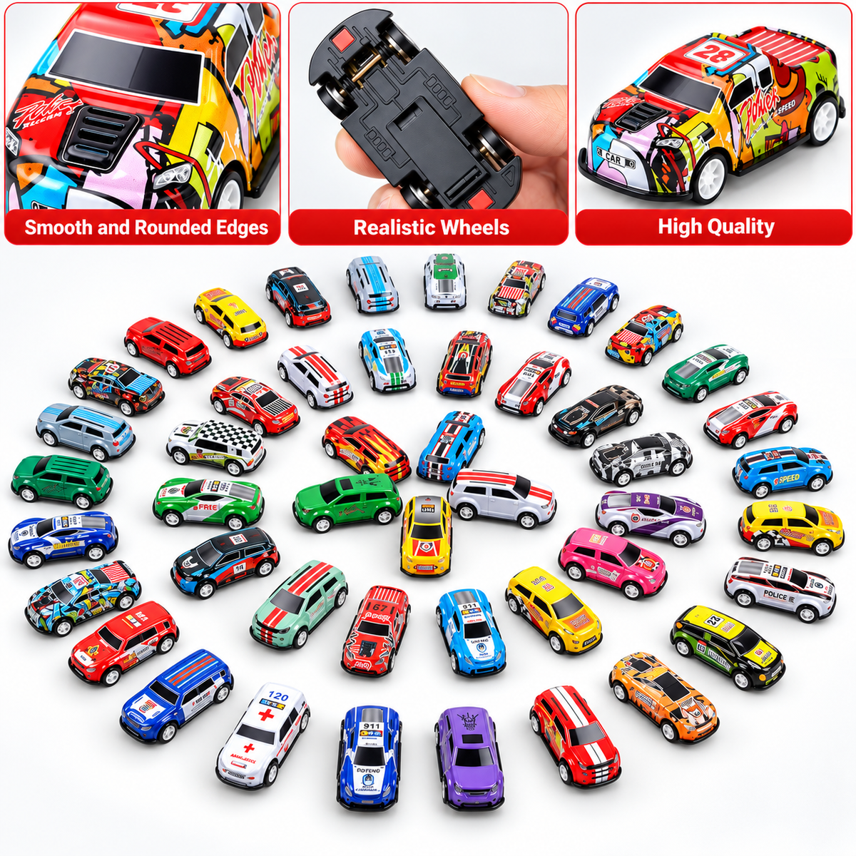 Misfit TurboTrack 48-Piece Die-Cast Car Collection with Storage Box